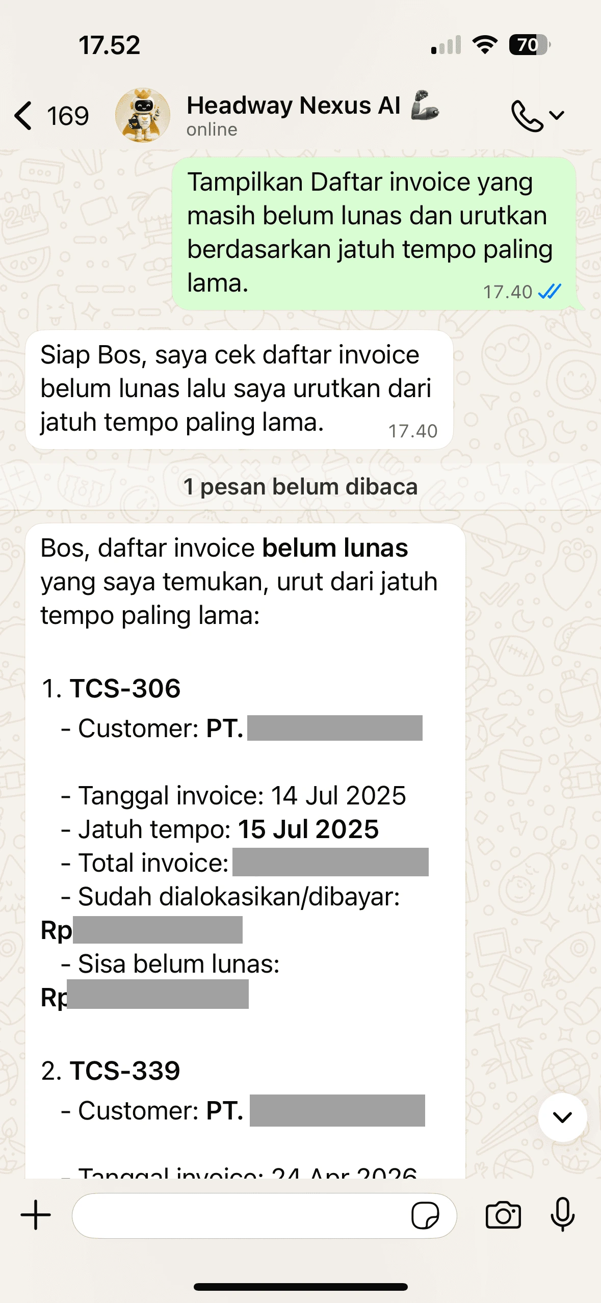 Daftar invoice belum lunas